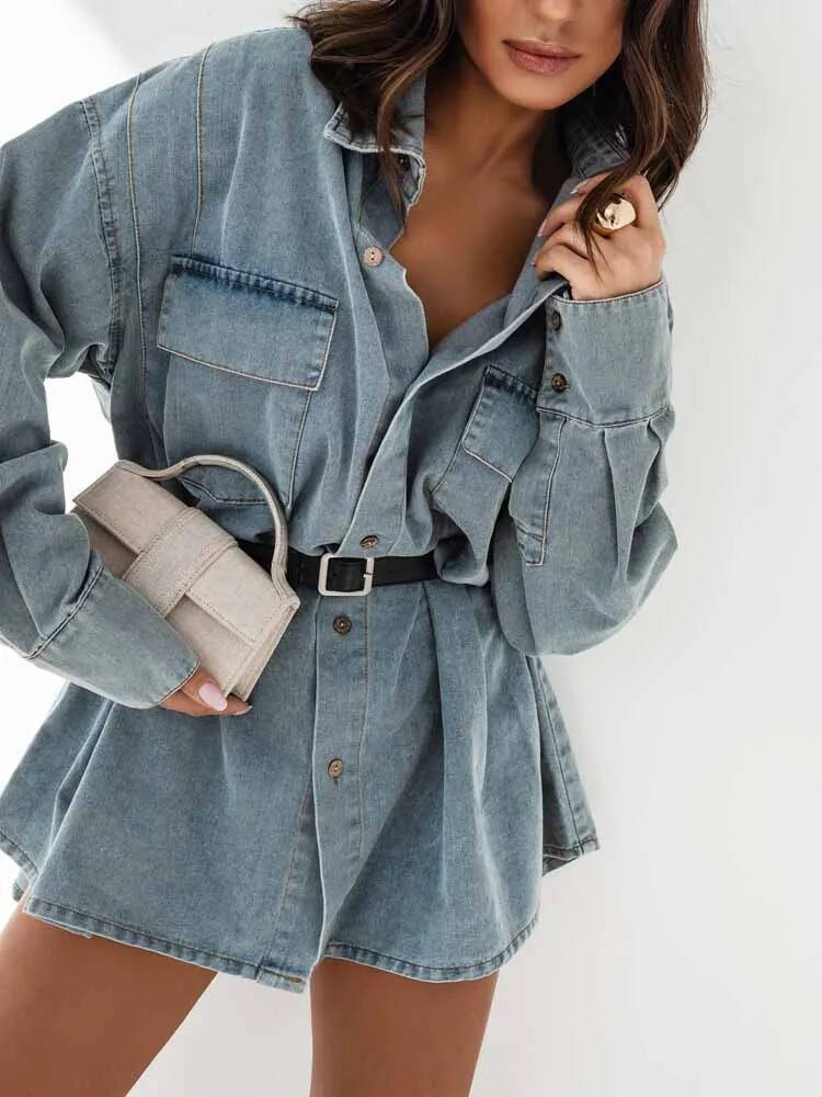 Street Fashion Taiwan - Veste chemise surdimensionnée en Denim pour