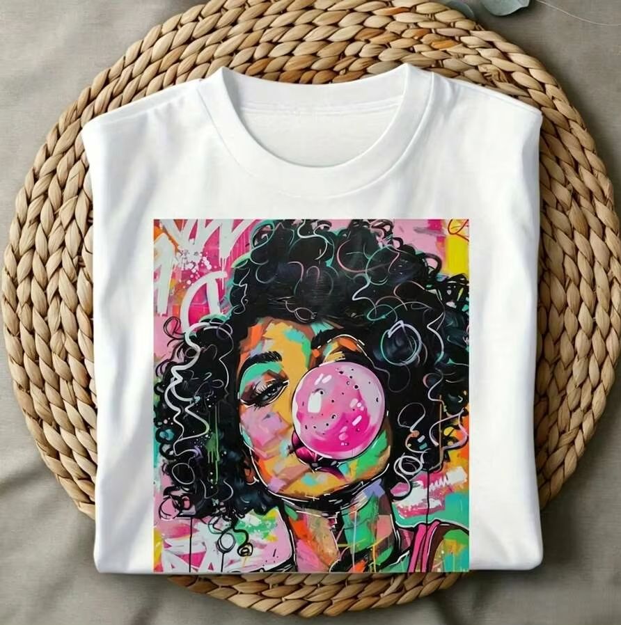 Street Fashion Vibes - T-shirt graphique décontracté pour femme, col