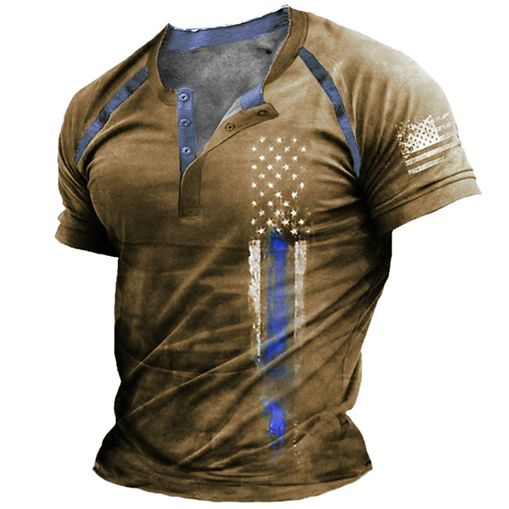 Street Fashion Vintage - T-shirt décontracté pour homme à col