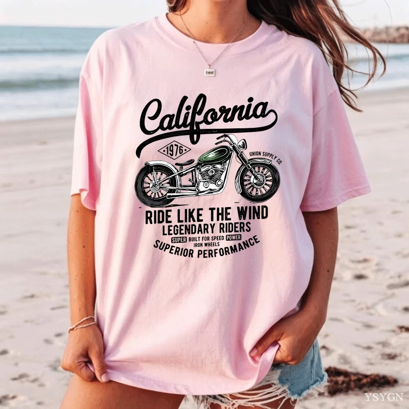 Street Fashion California - T-shirt vintage de motard californien, t-shirt