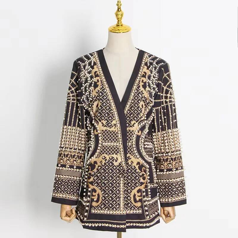 Veste blazer à col en V avec p - Street Fashion Taiwan avis et prix