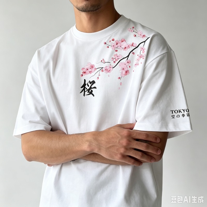 T-shirt à imprimé floral et ca - Street Fashion Asian avis et prix