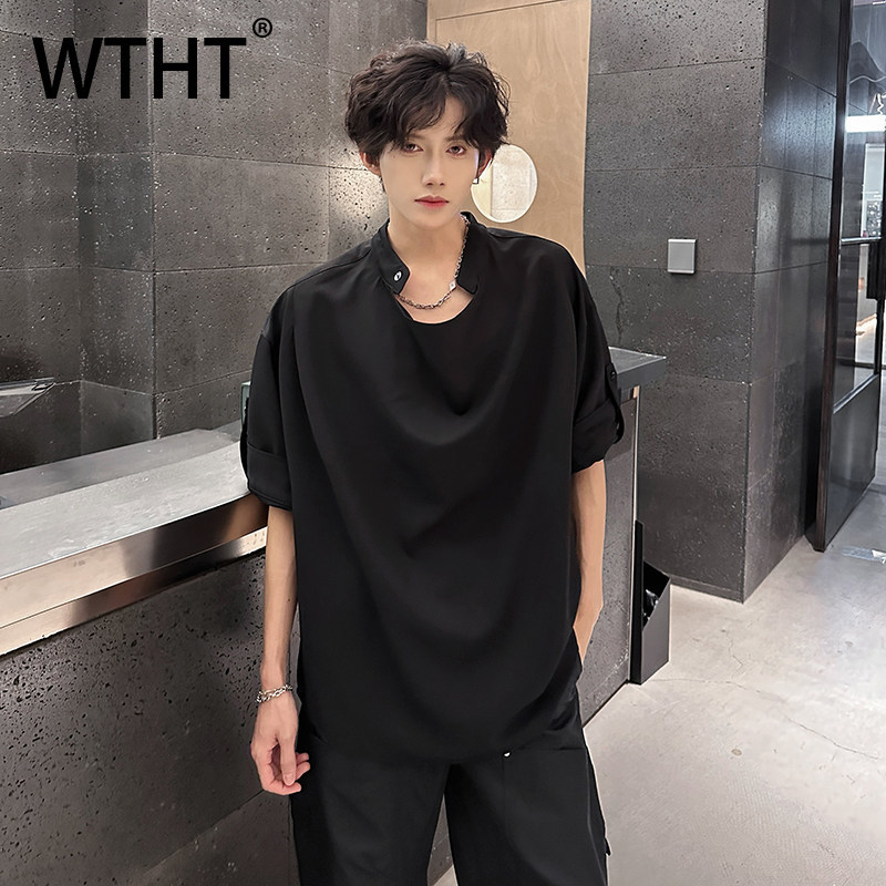 T-shirts plissés amples à col  - Street Fashion Taiwan avis et prix